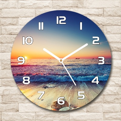 Reloj de cristal redondo Amanecer en el mar