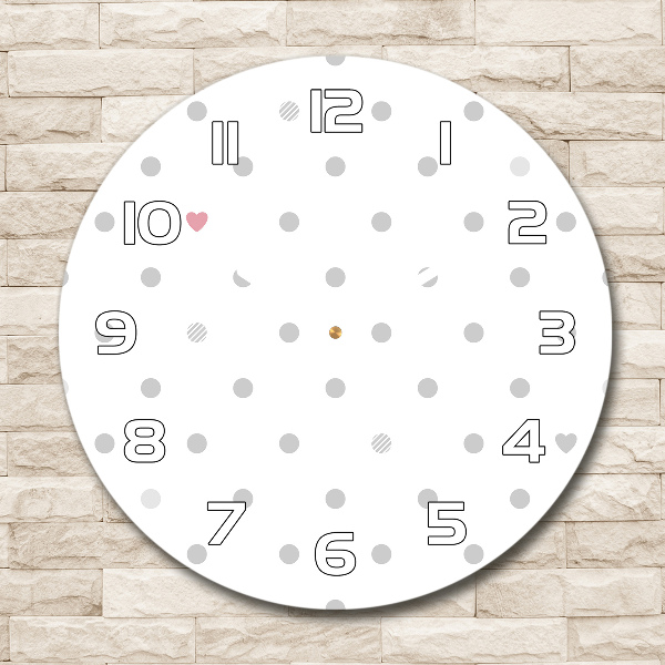 Reloj de pared redondo Puntos y corazones