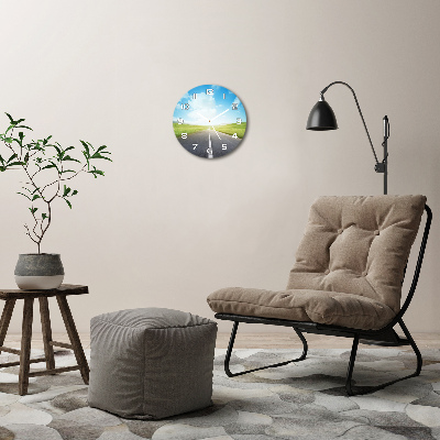 Reloj redondo pared El camino a través del prado