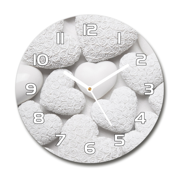 Reloj de pared redondo Fondo de corazón blanco