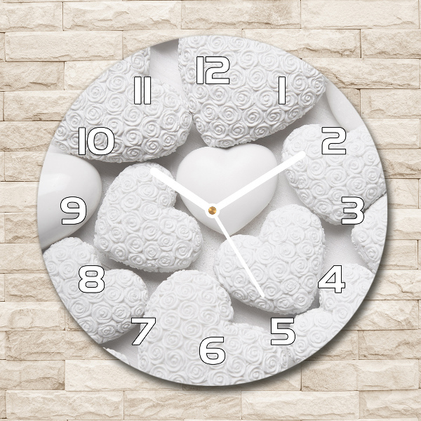 Reloj de pared redondo Fondo de corazón blanco