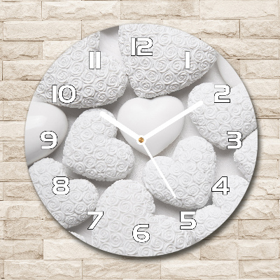 Reloj de pared redondo Fondo de corazón blanco
