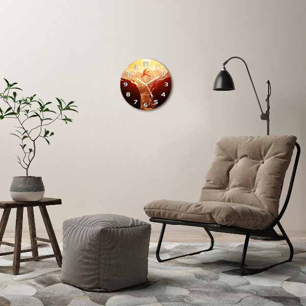 Zegar szklany okrągły Skok nad przepaścią