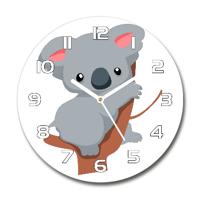 Reloj de cristal redondo Koala en un árbol
