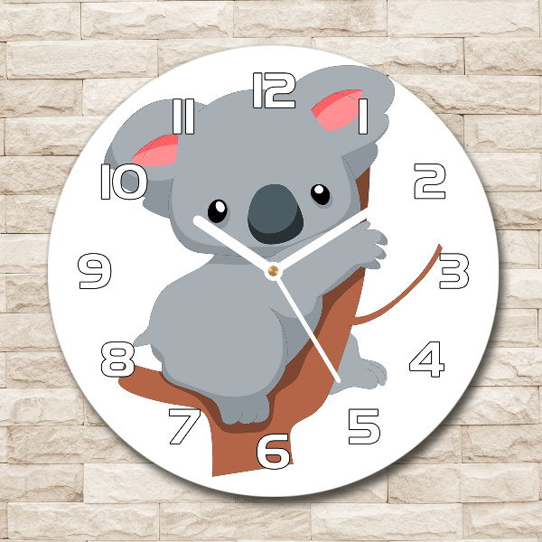 Reloj de cristal redondo Koala en un árbol