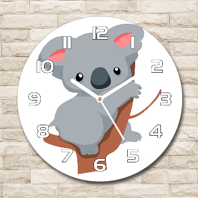 Reloj de cristal redondo Koala en un árbol