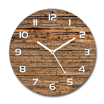 Reloj de cristal redondo Pared de madera