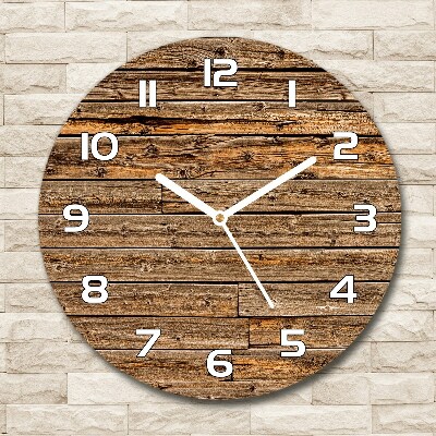 Reloj de cristal redondo Pared de madera