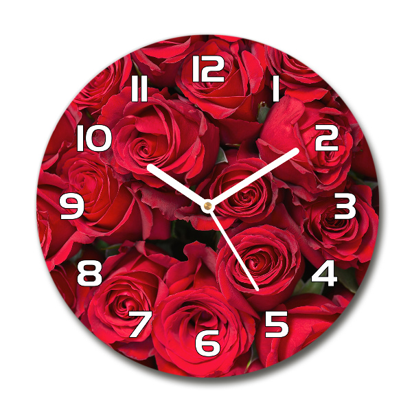 Reloj redondo pared Rosas rojas