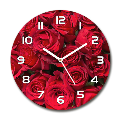 Reloj redondo pared Rosas rojas