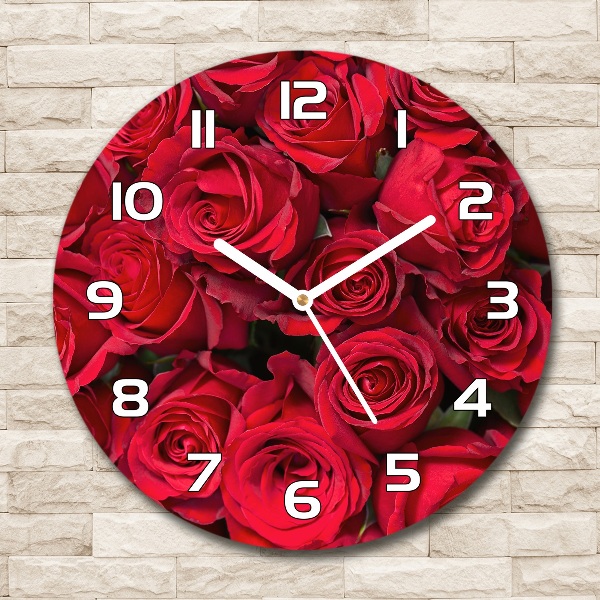 Reloj redondo pared Rosas rojas