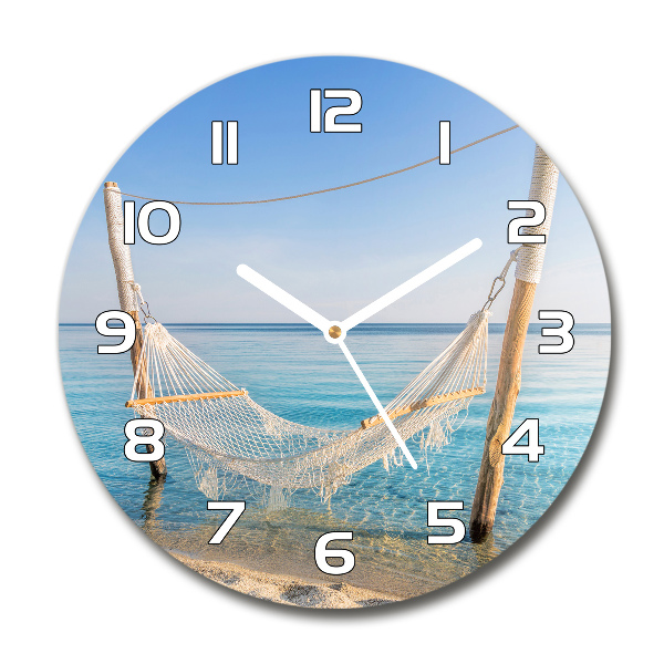 Reloj de cristal redondo Hamaca junto al mar