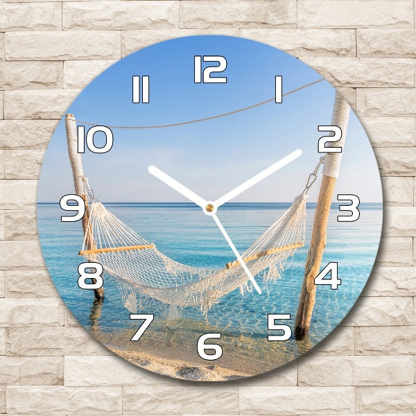 Reloj de cristal redondo Hamaca junto al mar