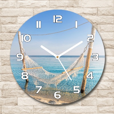 Reloj de cristal redondo Hamaca junto al mar