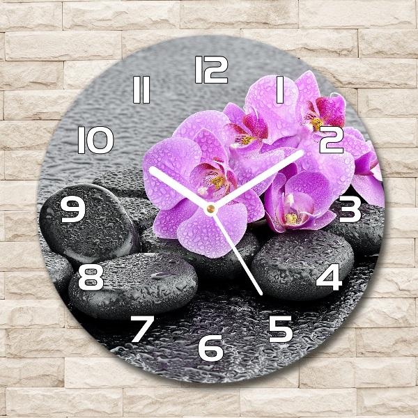 Reloj de pared redondo Piedras de orquídea
