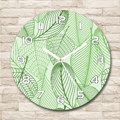 Reloj redondo pared Patrón de hojas