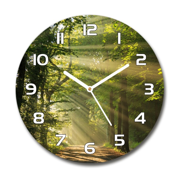 Reloj de cristal redondo Bosque al sol