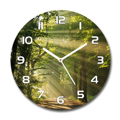 Reloj de cristal redondo Bosque al sol