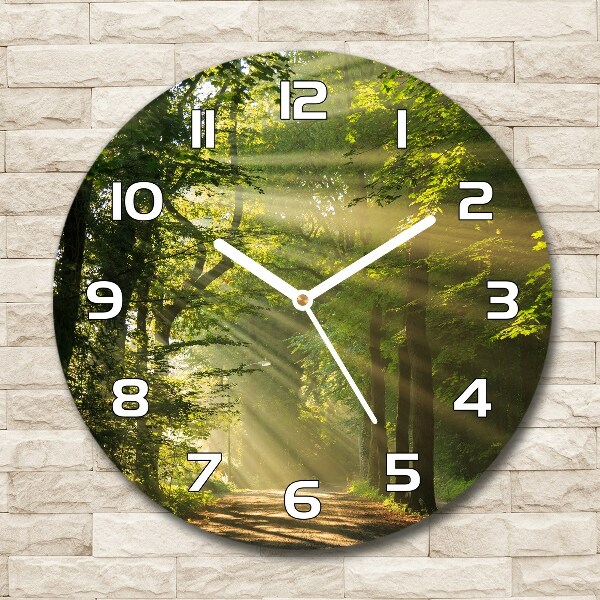 Reloj de cristal redondo Bosque al sol