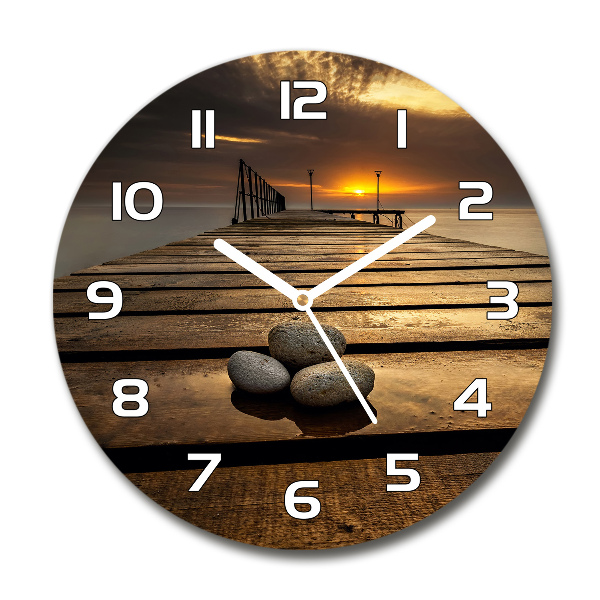 Reloj de pared redondo Muelle de madera
