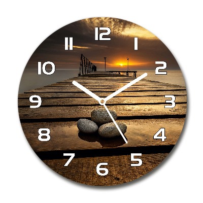 Reloj de pared redondo Muelle de madera