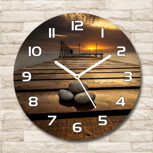 Reloj de pared redondo Muelle de madera