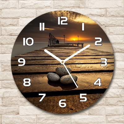 Reloj de pared redondo Muelle de madera