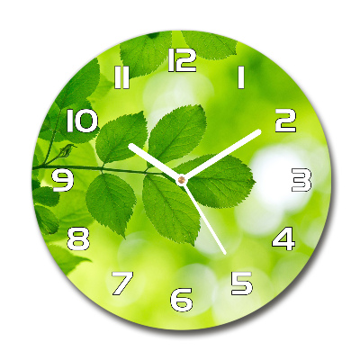 Reloj de cristal redondo Hojas verdes
