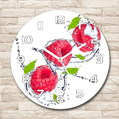 Reloj de cristal redondo Frambuesa y agua