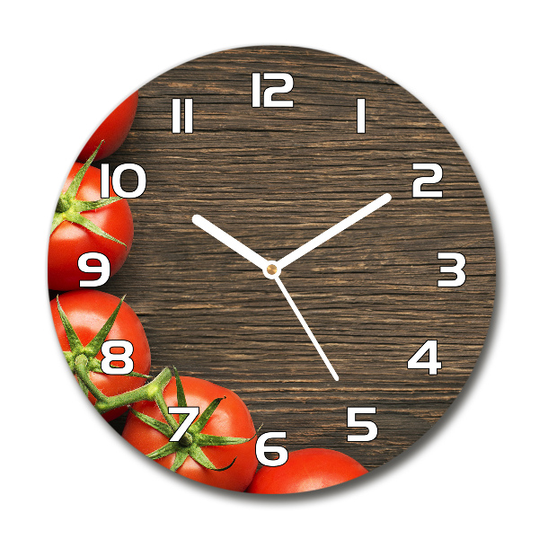 Reloj de pared redondo Tomates en madera