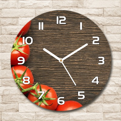 Reloj de pared redondo Tomates en madera