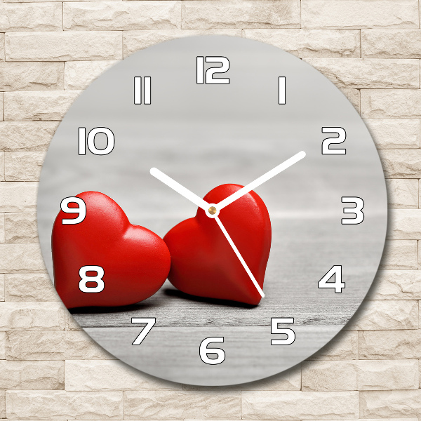 Reloj redondo pared Corazones en madera