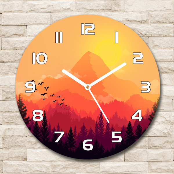 Reloj de cristal redondo Paisaje de montaña