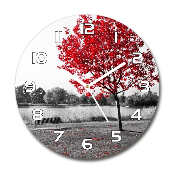 Reloj de pared redondo Árbol rojo