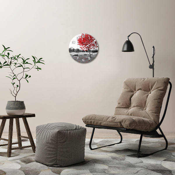 Reloj de pared redondo Árbol rojo