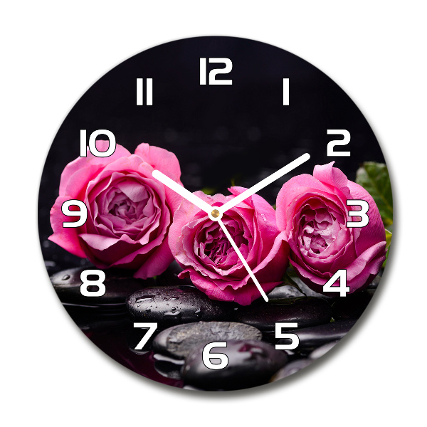 Reloj redondo pared Rosas rosadas