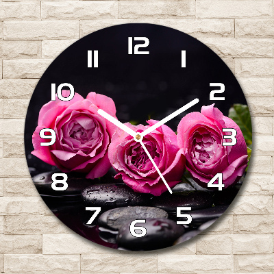 Reloj redondo pared Rosas rosadas