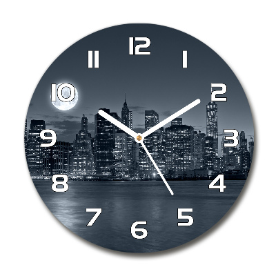 Reloj redondo pared Nueva York de noche