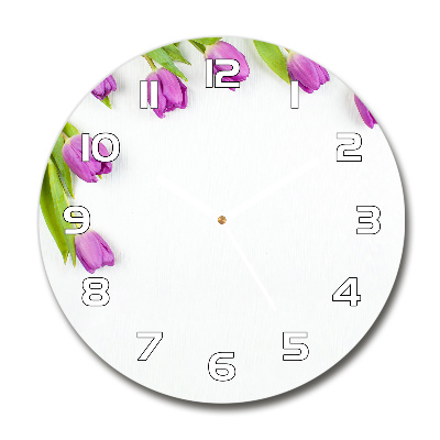 Reloj redondo pared Tulipanes morados