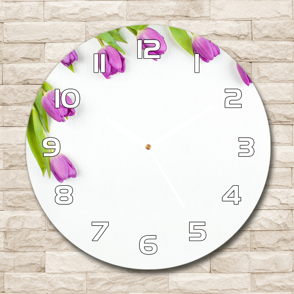 Reloj redondo pared Tulipanes morados