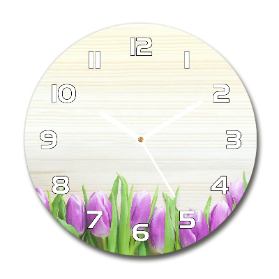 Reloj de pared redondo Tulipanes morados