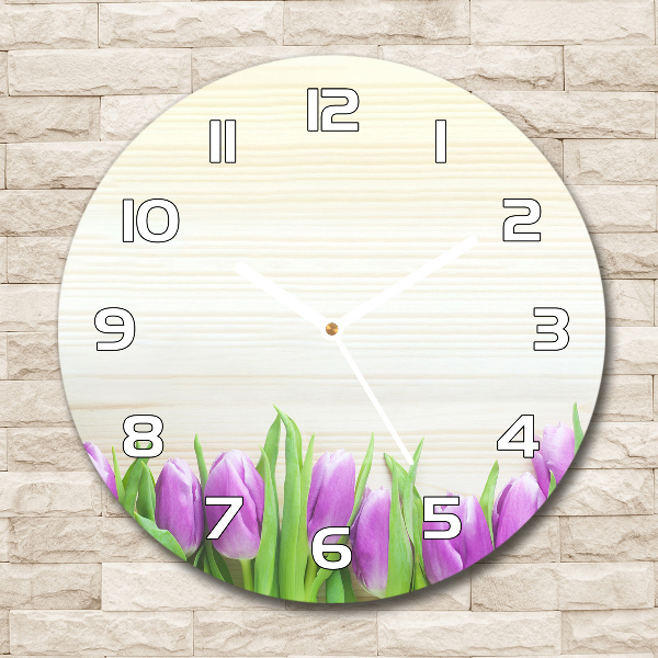 Reloj de pared redondo Tulipanes morados