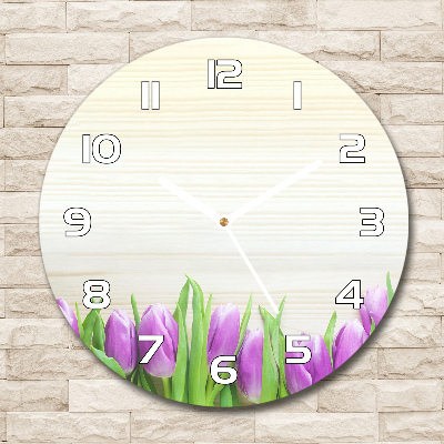 Reloj de pared redondo Tulipanes morados