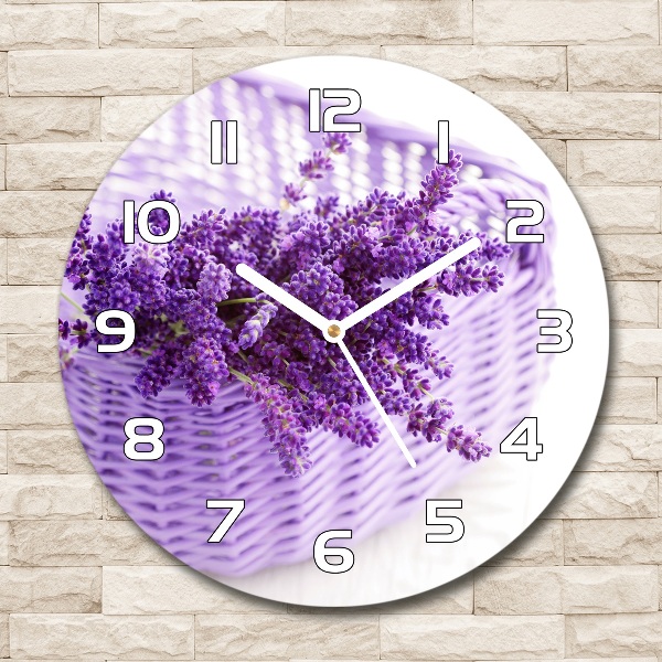 Reloj redondo pared Lavanda en una cesta