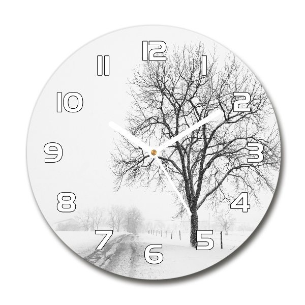 Reloj de cristal redondo Árbol en invierno