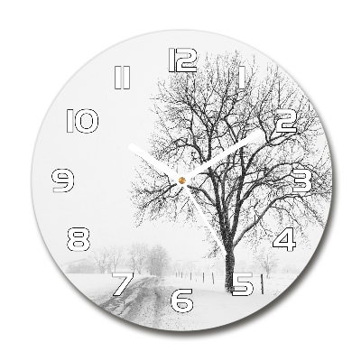 Reloj de cristal redondo Árbol en invierno