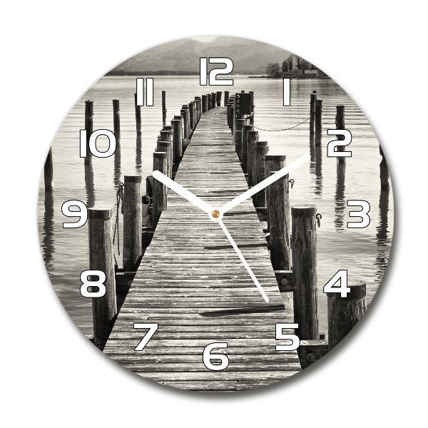 Reloj de pared redondo Muelle de madera