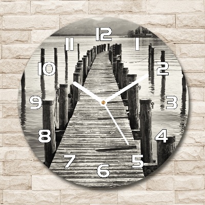 Reloj de pared redondo Muelle de madera