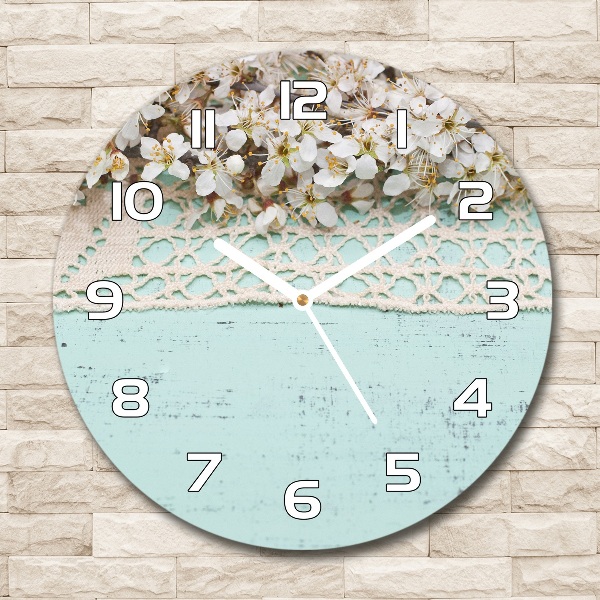 Reloj de cristal redondo Flores de cerezo