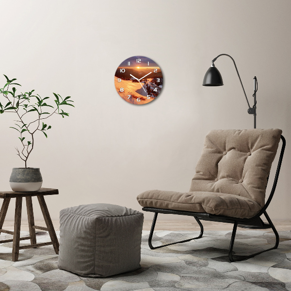 Reloj redondo pared Invierno en las montañas